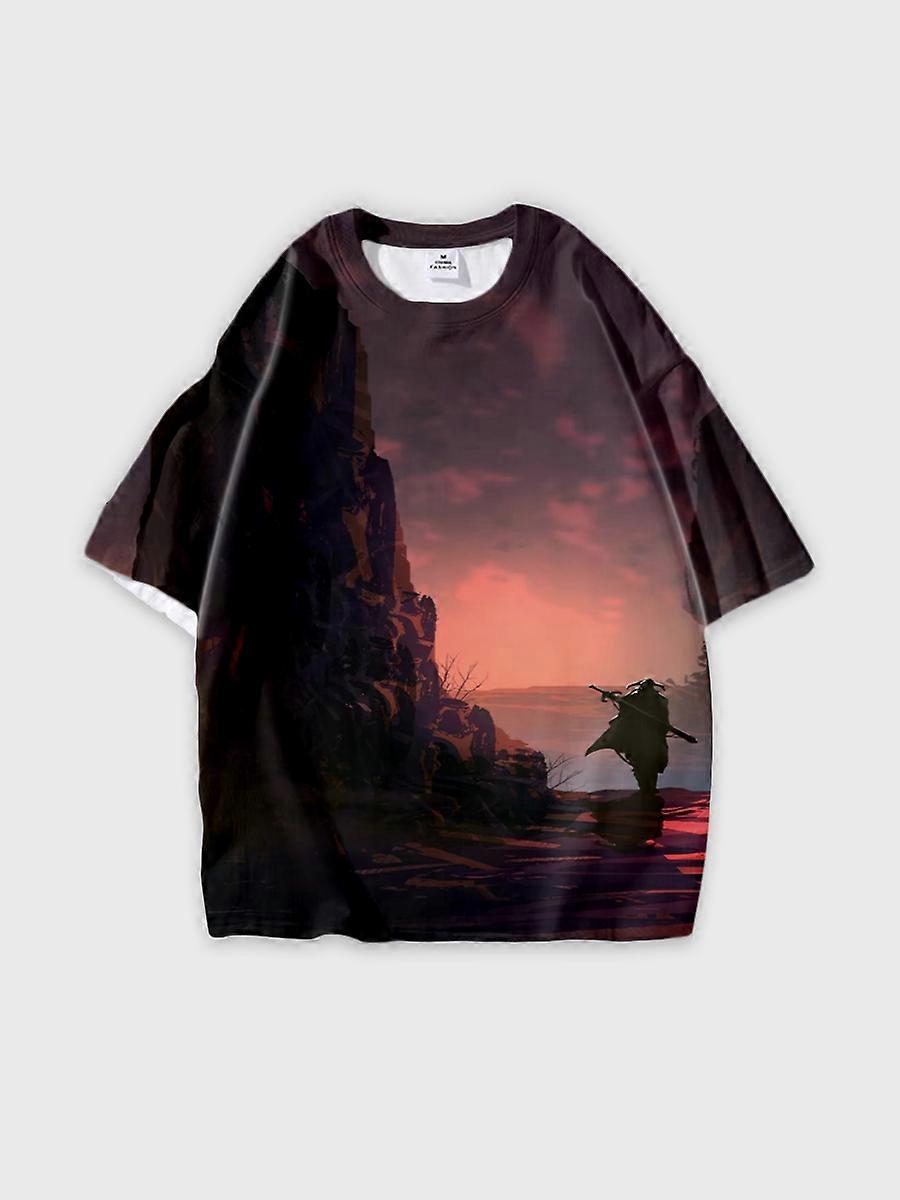 T-shirt round neck Pattern loose short sleeve B1234