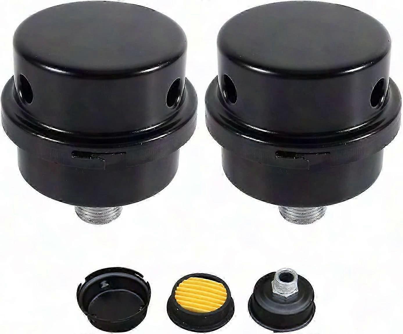2 Pcs 3/8" 16mm Male Thread Air Compressor Silencer Filter with Metal Shell for Quiet Operation