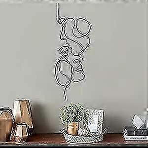 ミニマリストメタルウォールアート、壁画シルエット壁装飾、人顔ワイヤーアート装飾、抽象的な家の装飾ルームデコレーションベッドルームデコレーション