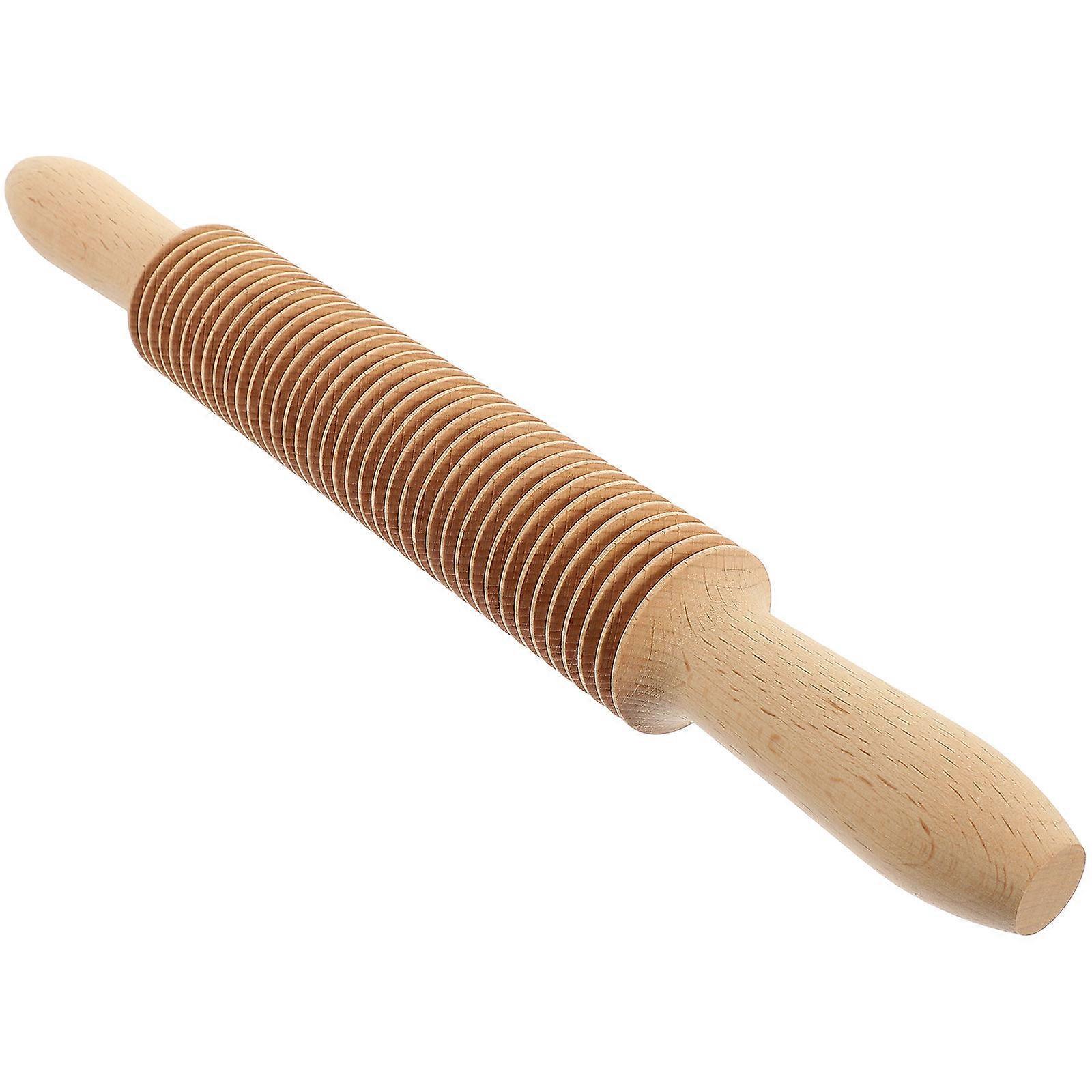 Spaghetti Pasta Cutter Noodle Lattice Roller Dough Cutter with Wooden Rolling Pin
