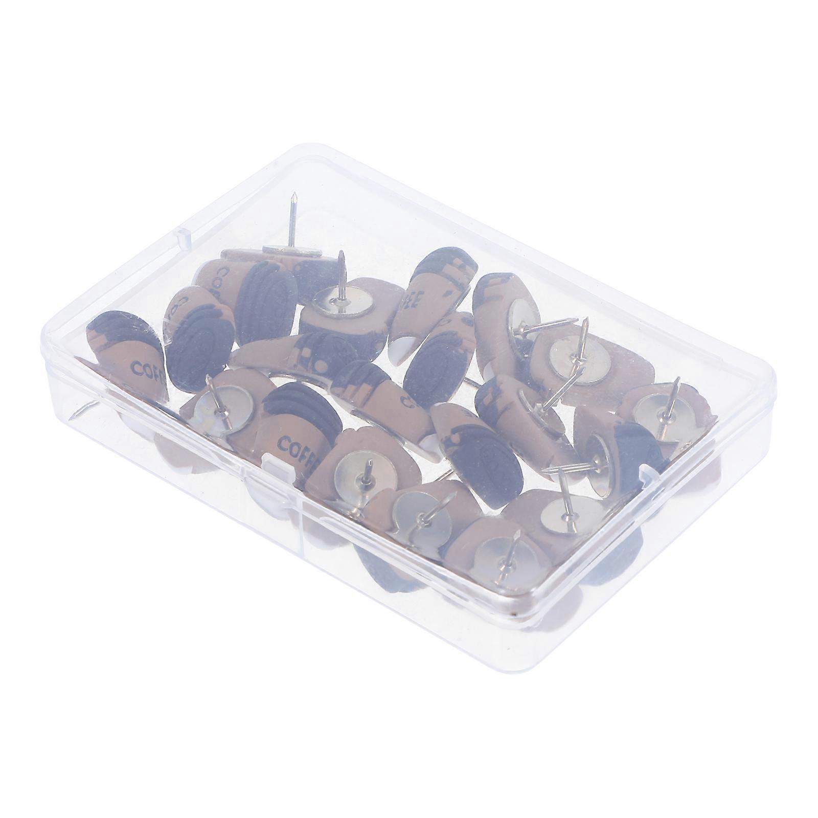 20Pcs Unique Coffee Theme Resin Thumbtacks for Office Home Classroom Use Creative Cork Board Marking Pins