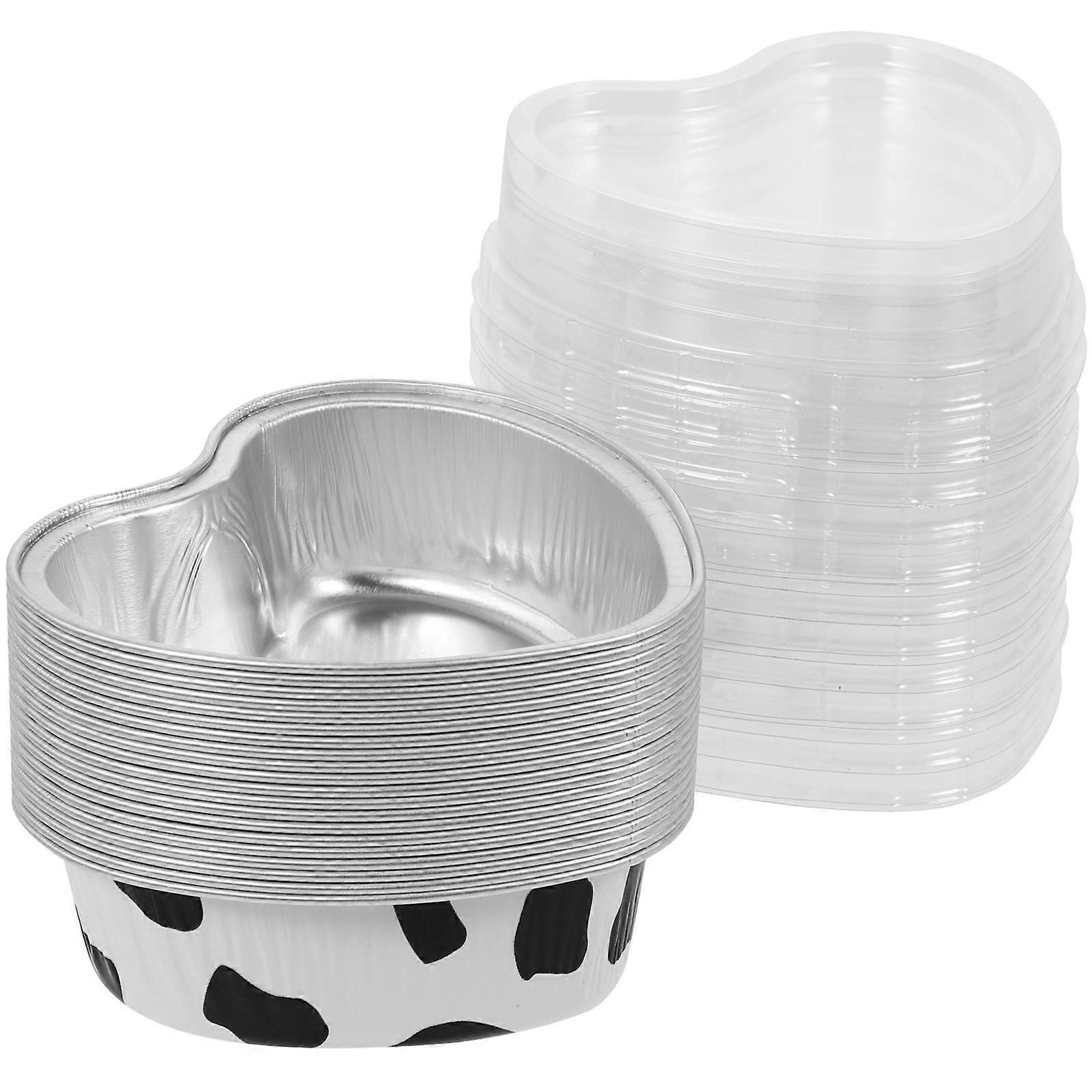 Silver Aluminum Foil Cake Boxes for Baking 20Pcs Heart Shaped Containers