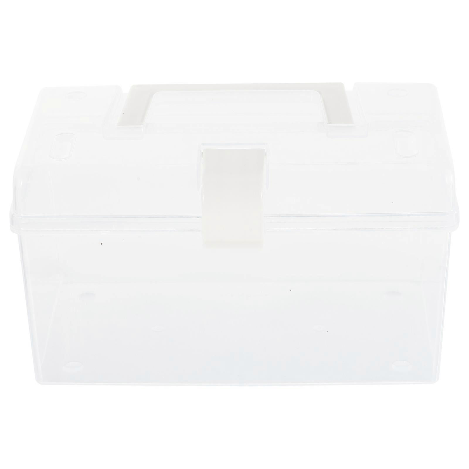 Portable Household Box with Handle for Storage Made of PP Material Large Capacity Smooth Opening Closing Transparent