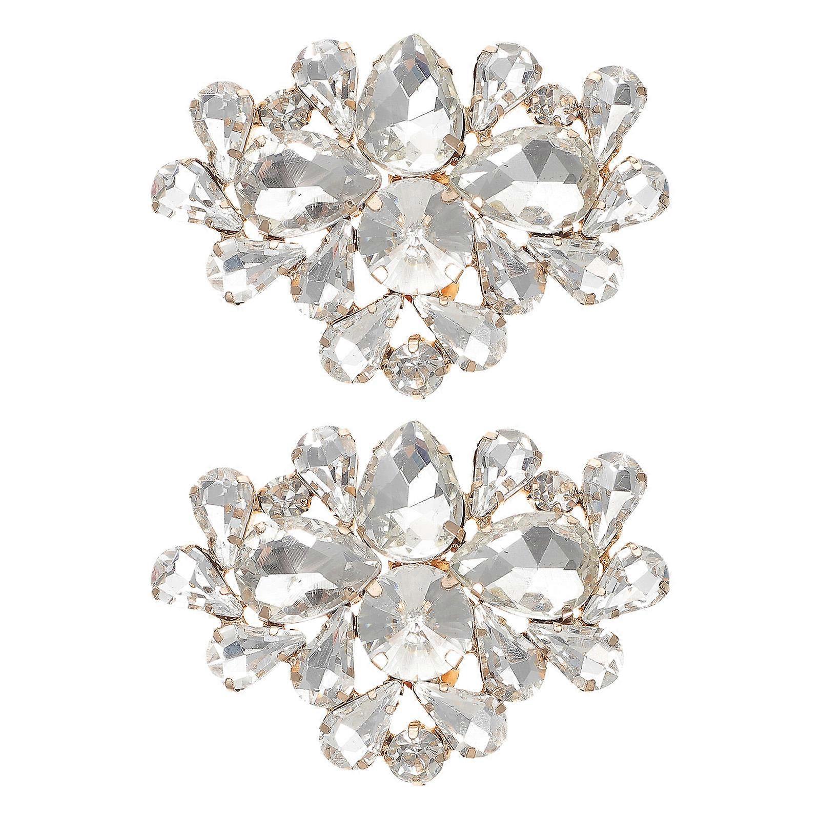Golden Crystal Shoe Clips Elegant Rhinestone Buckles for Wedding, Engagement & Special Occasions Versatile DIY Decoration for Flats, Boots,