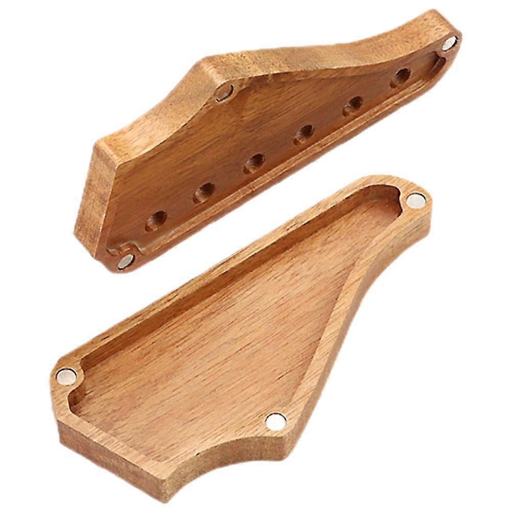 Wood Guitar Picks Case With Simple Design For Guitar Players Home Use Light Brown Portable 1 Set