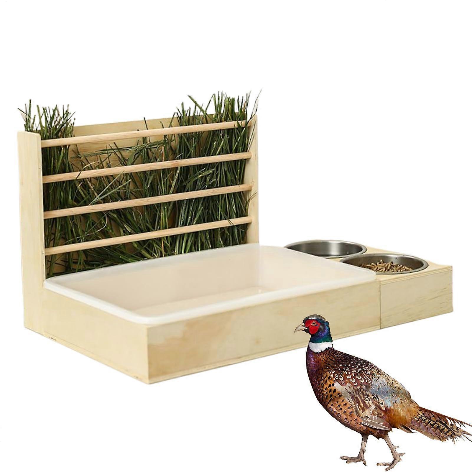 Cat Litter Box For Rabbits With Hay Holder And Food Dish - Small Animal Litter Tray And Hay, Grass Waste Dispenser