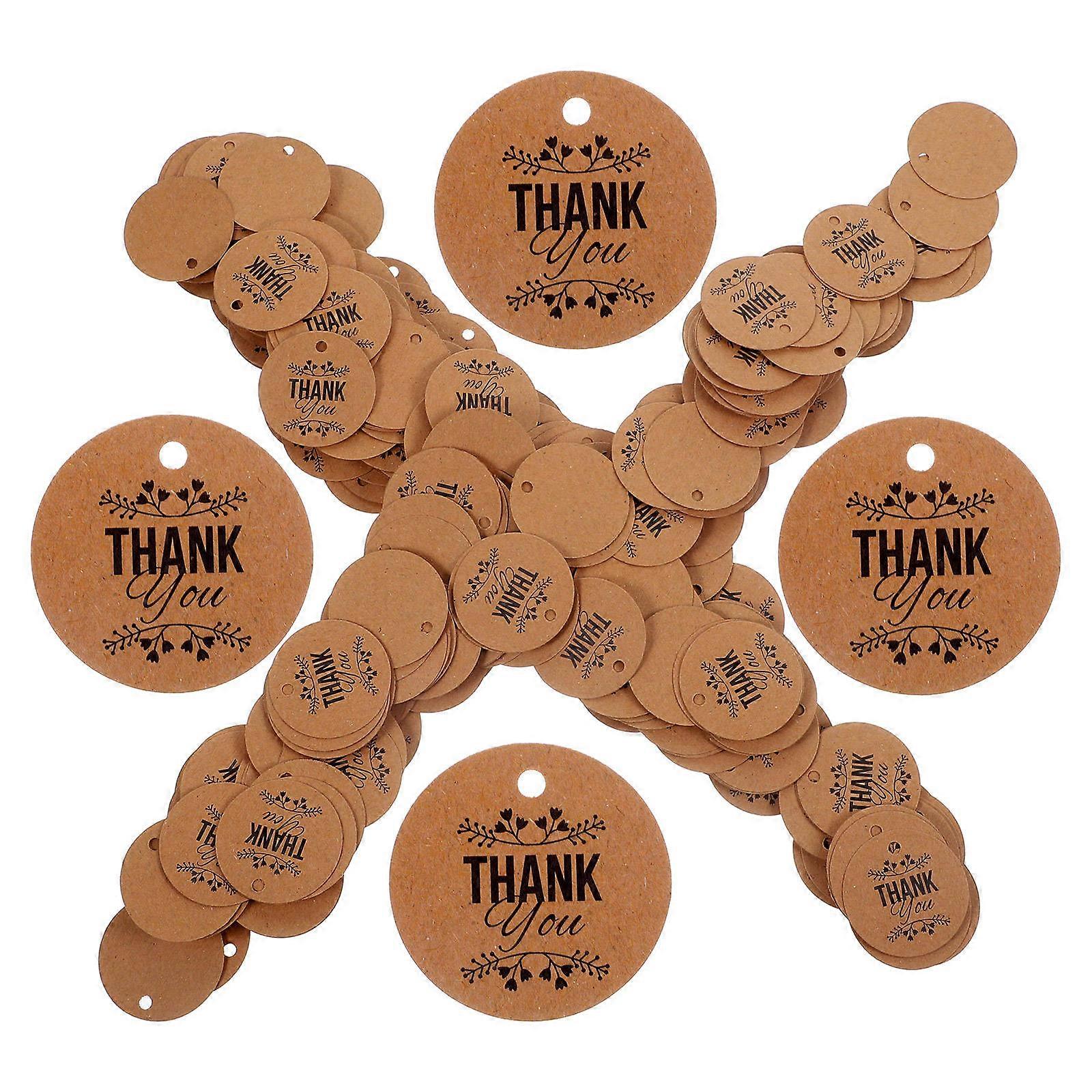 200pcs Kraft Paper Circle Tags with Pre Punched Blank Hanging Labels for DIY Wedding, Thank You , Scrapbooking, and Wrapping Supplies