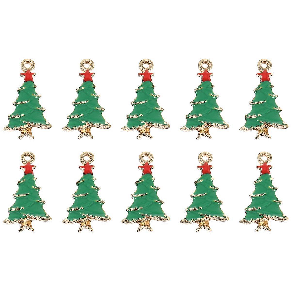 Delicate Design Tree Charms 10Pack Alloy Pendant for Craft Projects Green