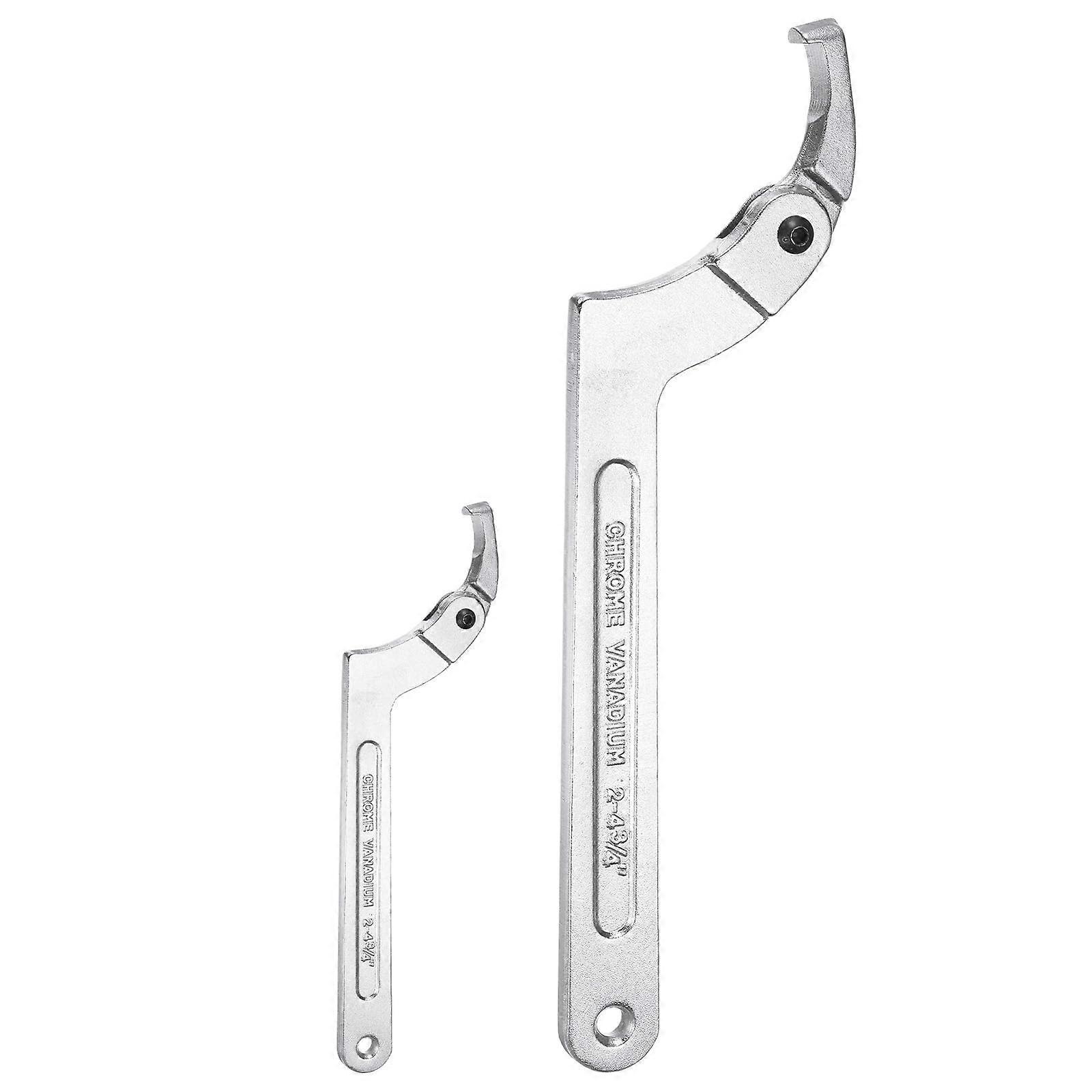 C Wrench Adjustable Round Pin Wrench Tool Chrome Vanadium Silver Tone Sizes 3/4-2 In And 2-4 3/4 In