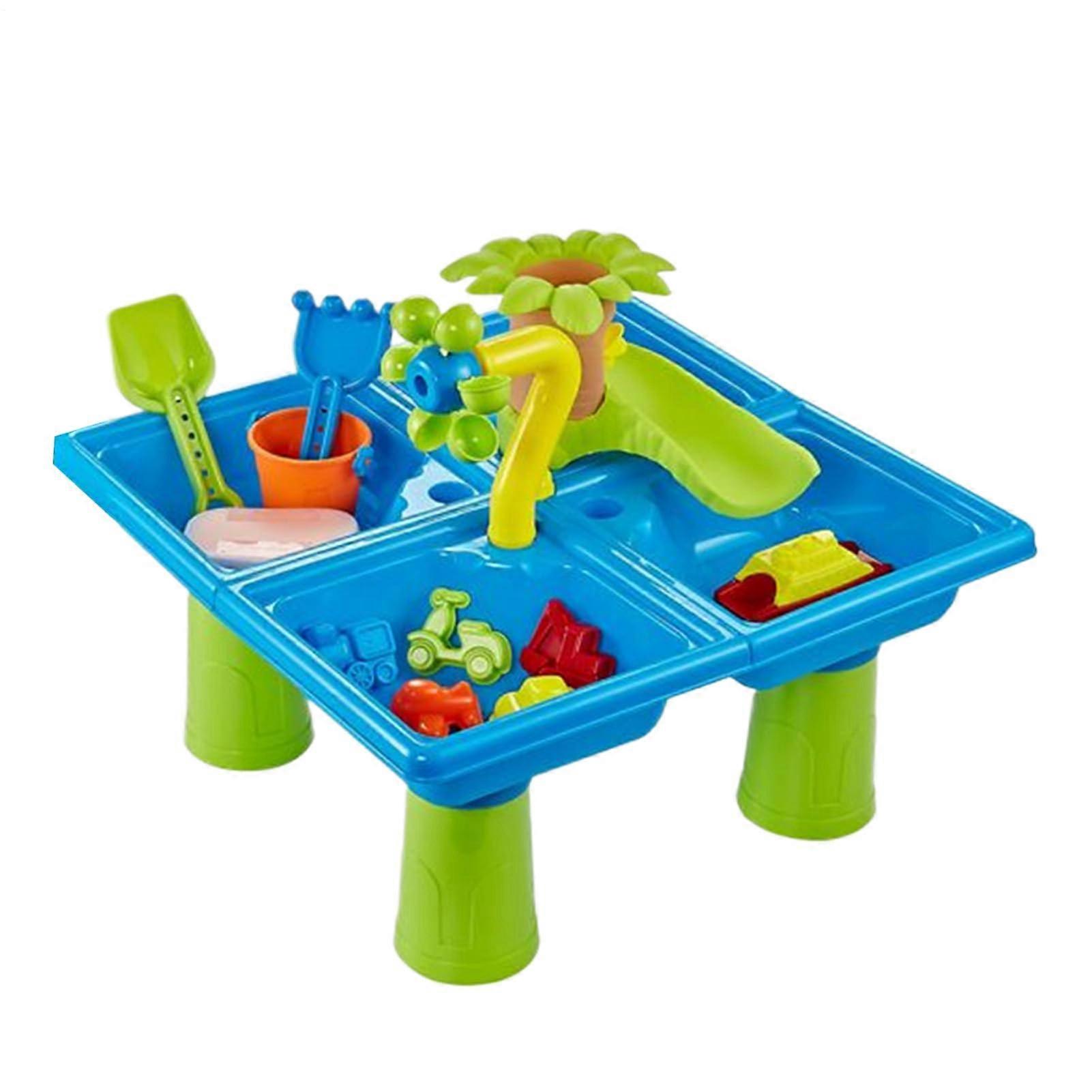 Sand and Water Table Toddler Sand Play Toy Beach Play Activity Sensory Learning Toy for Indoor Outdoor Garden Playground 24 Pieces