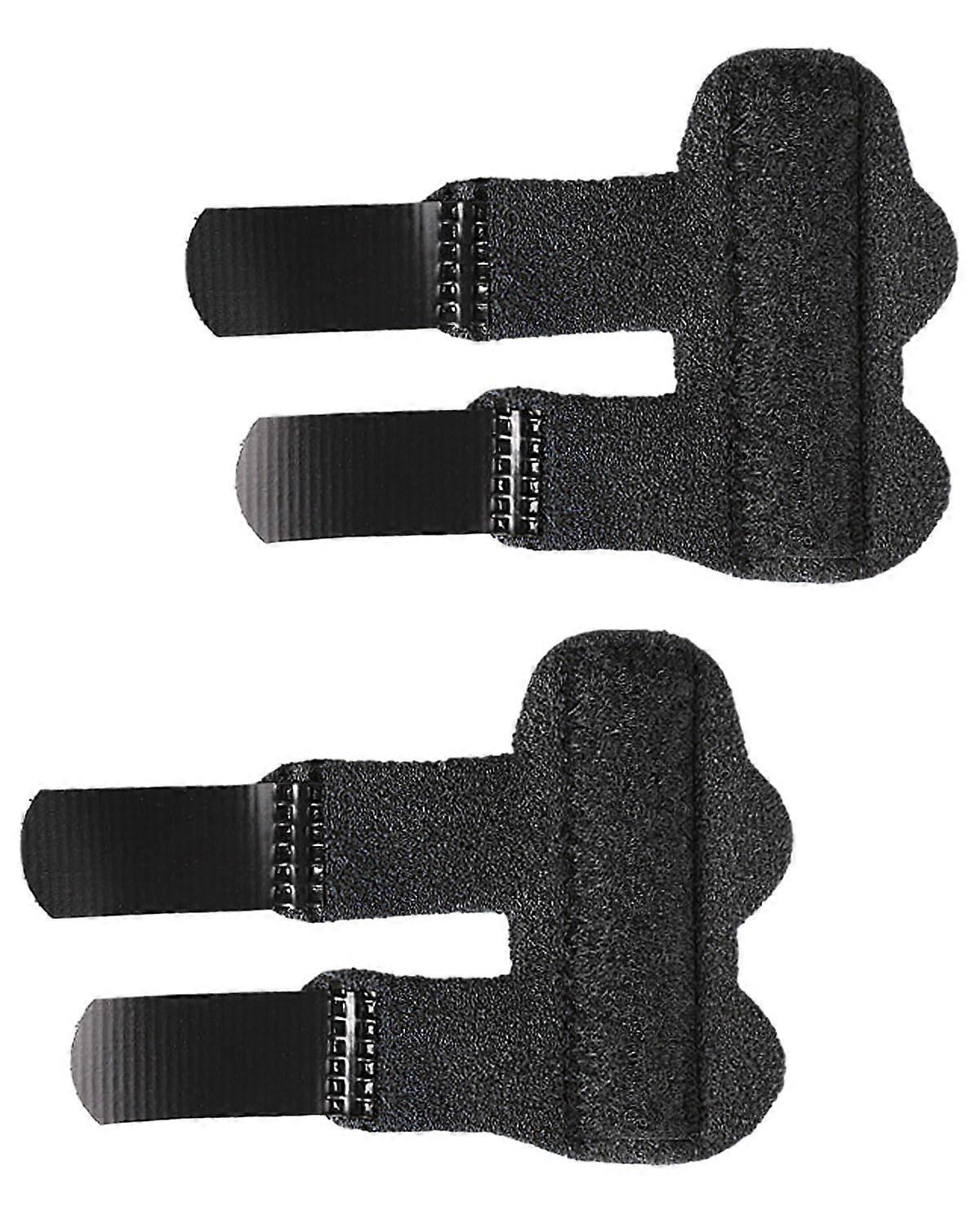Pack of 2 Adjustable Reusable Finger Splints for Pain Relief (Black)