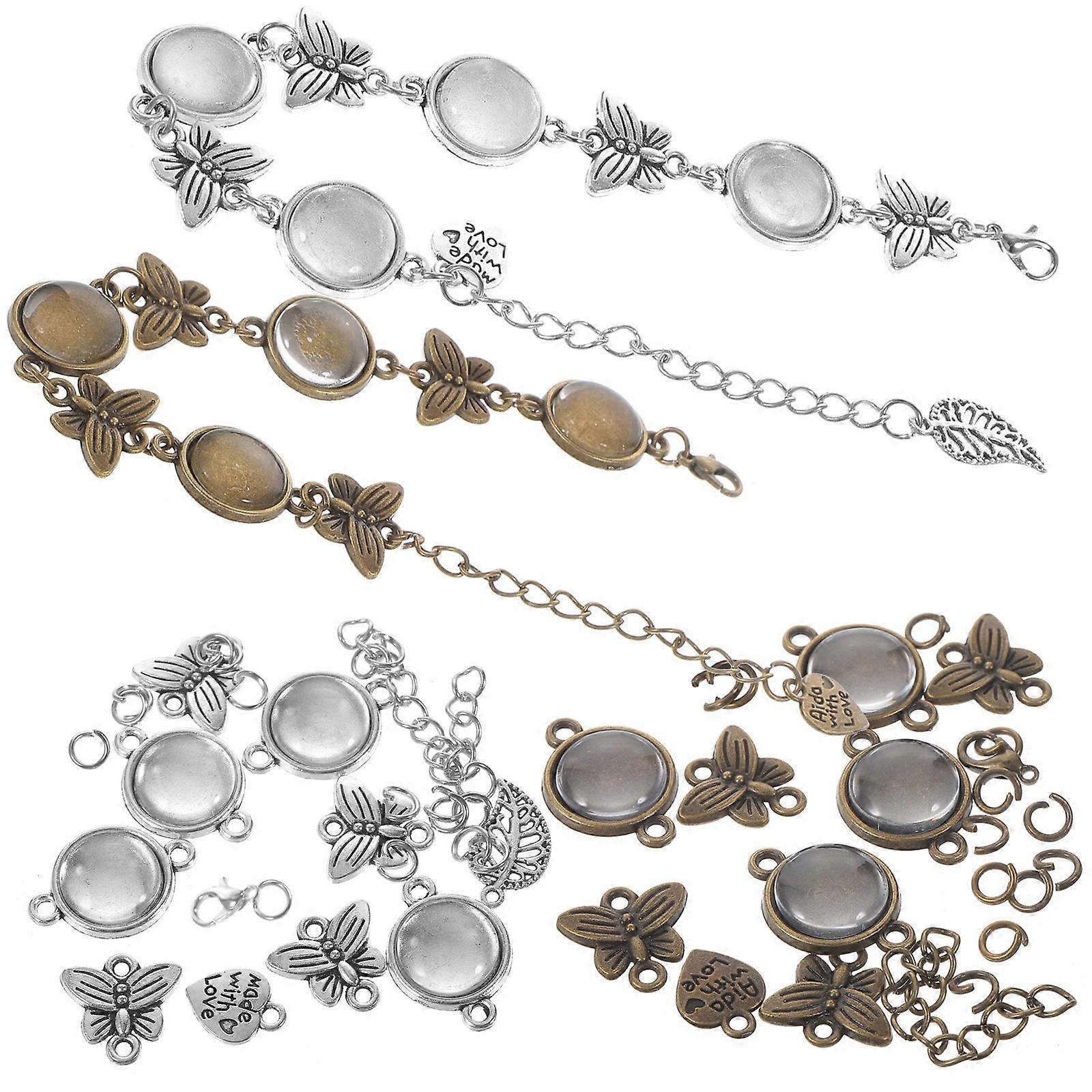 ベゼルチャームブレスレットベゼルセッティングDIYジュエリー作りアソートカラー6X1.5cmボヘミアン10個