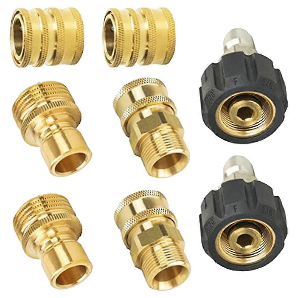 8pcs High Pressure Washer Adapters Hose Nozzle Connector Brass Plastic Quick Connect Kit for Garden Watering Irrigation