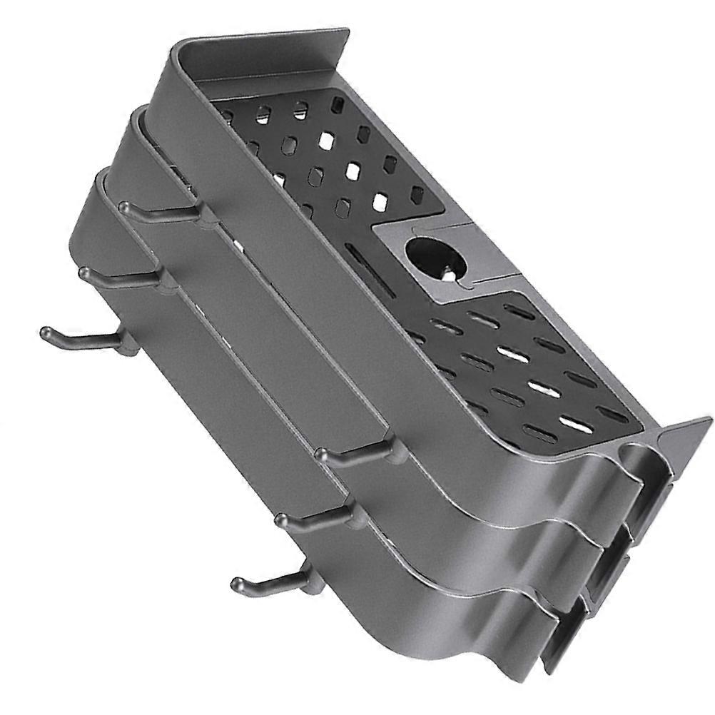 Grey Plastic Shower Bar Shelf with Drainage Rack for Bath Supplies 3pcs Adjustable and Easy