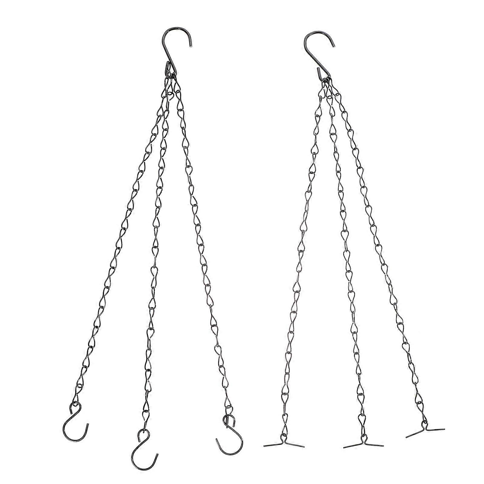 Durable Iron Hanging Chains with S and Straight Hooks for Flower Baskets, Planters, Hummingbird Feeders and Wind Chimes – Weather Resistant Garden