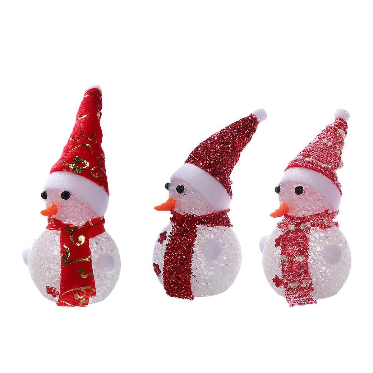 Creative Glowing Snowman Christmas Props 16Cm Suitable For Children Assorted Color Maintenance Friendly 3Pcs