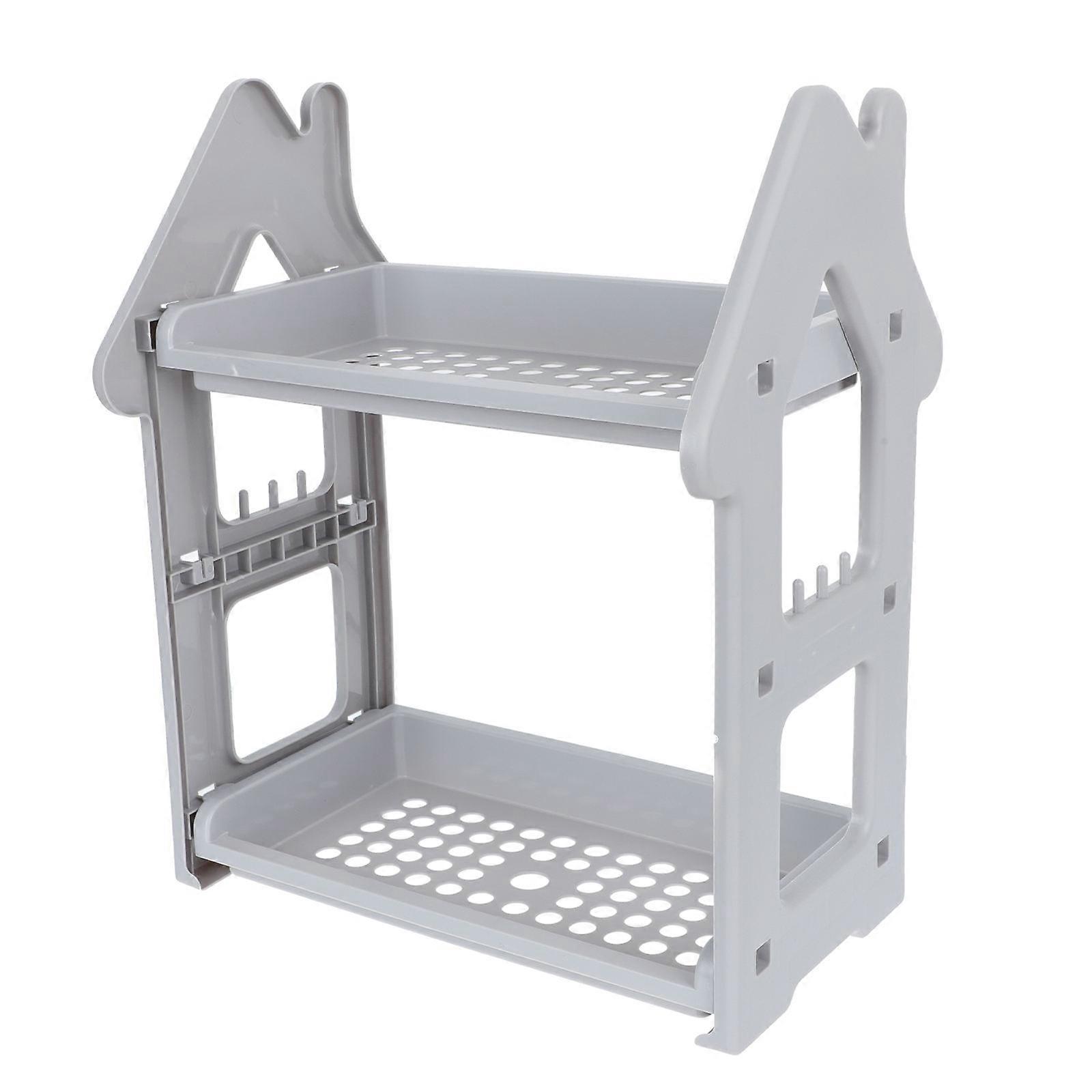 Creative Household Two-layer Storage Rack for Bathroom Kitchen Grey Plastic 1Pc