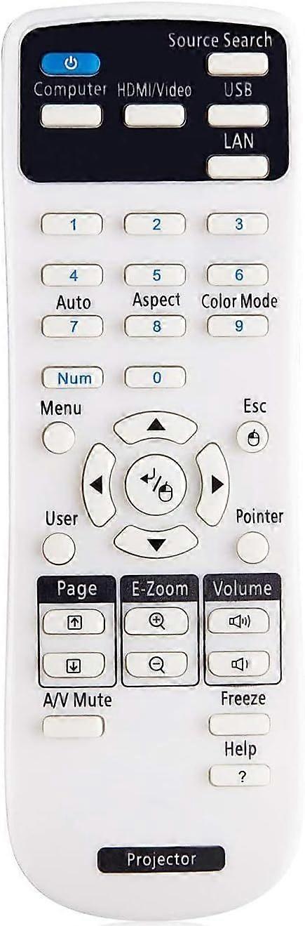 Télécommande de projecteur compatible avec les projecteurs Epson, Home Cinema, Powerlite, EB, EX