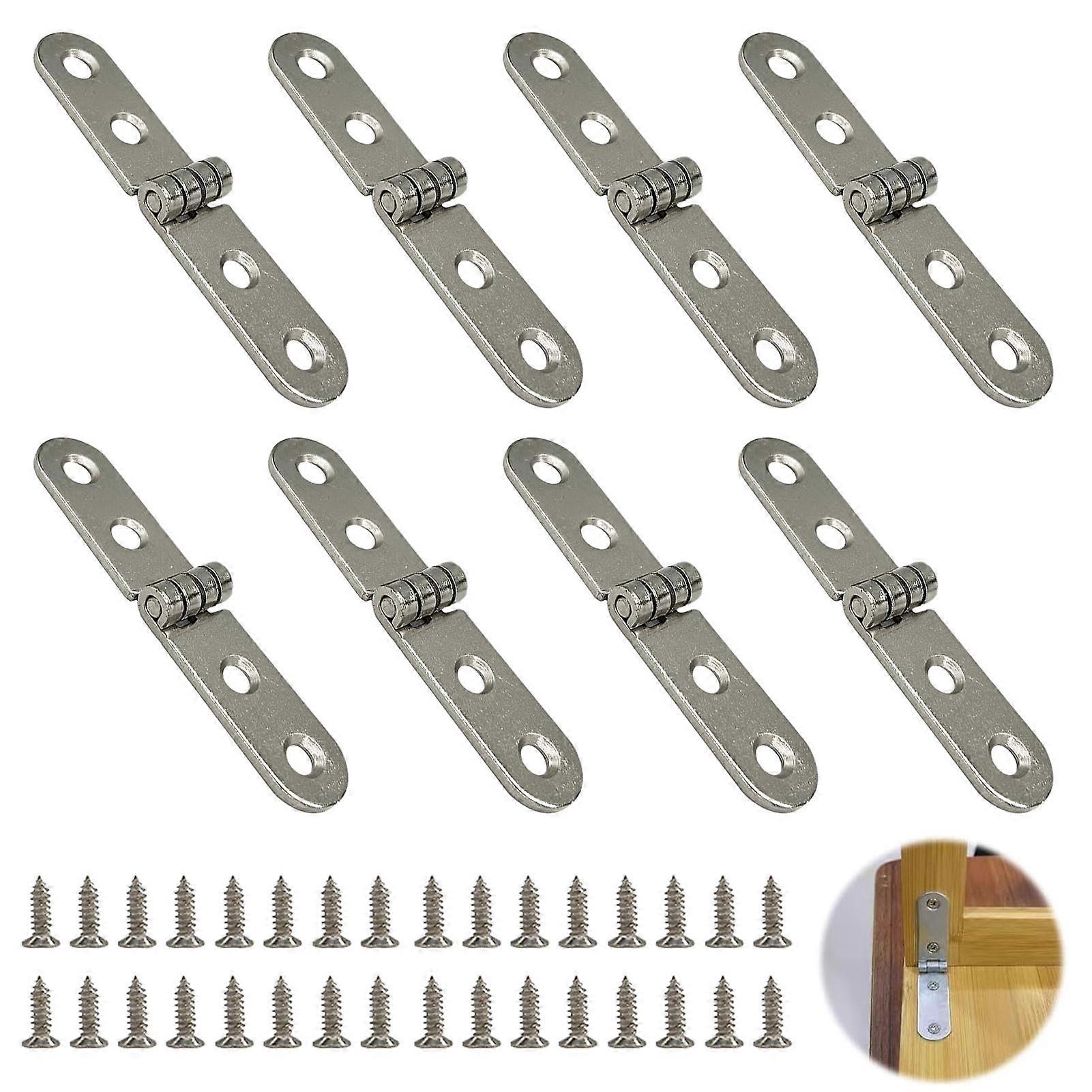 Folding Hinges Pack of 8, 180 Degree Screw-On Hinges for Sewing Machines, Tables, Cabinets, and Furniture