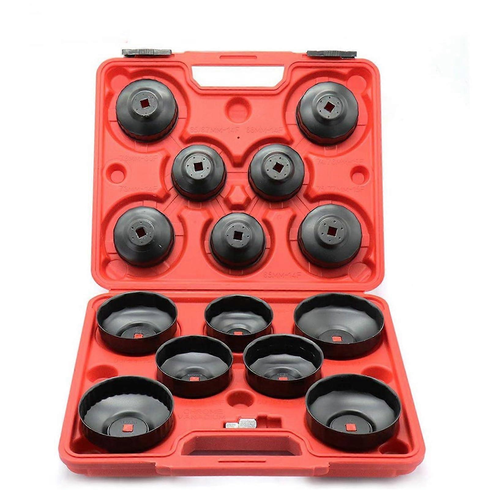 14-Piece Oil Filter Socket Wrench Set for Automotive Maintenance, Compatible with Various Engine Models and Sizes
