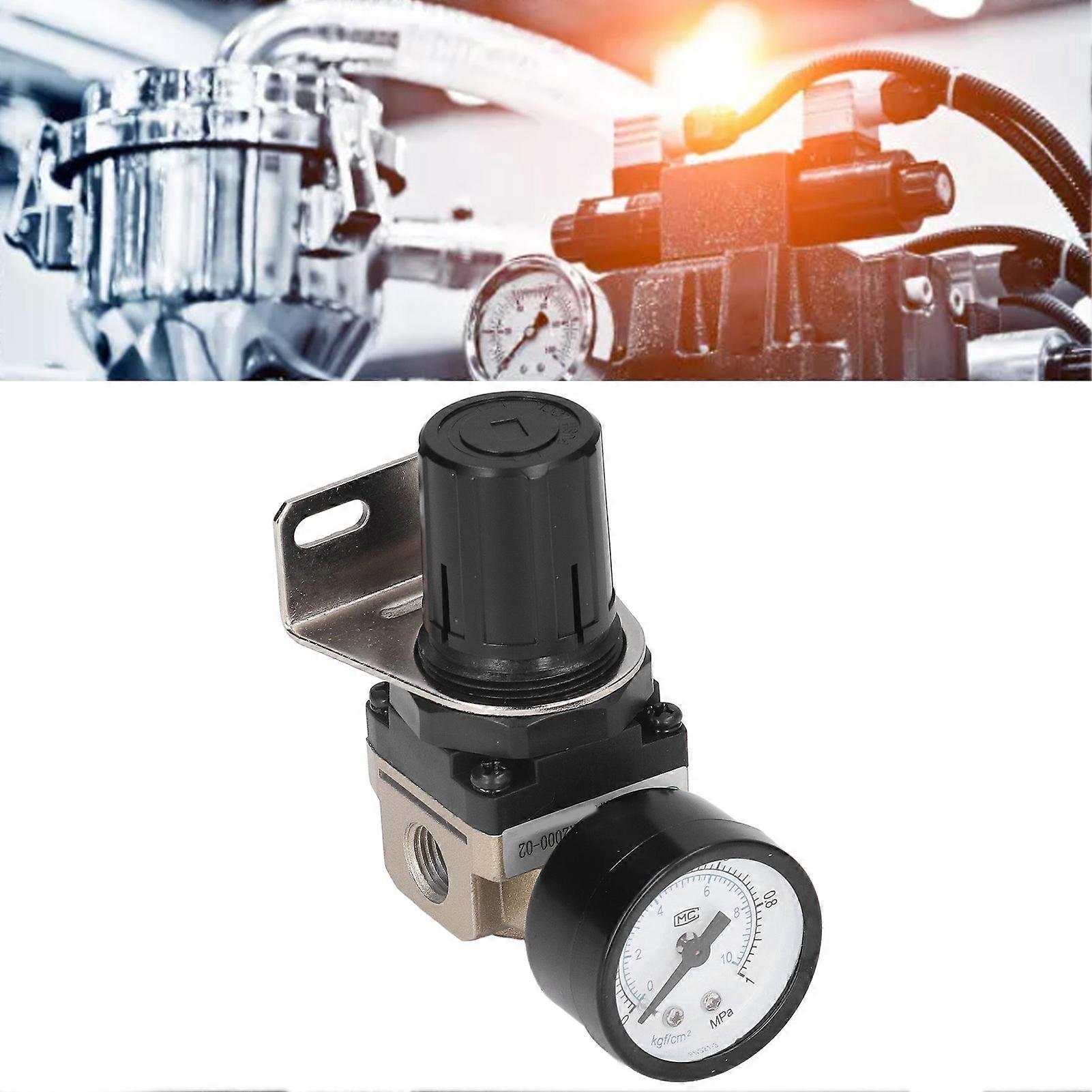 Air Pressure Regulator G1/4 0.05~0.85mpa Adjustable Control Valve with Bracket Gauge AR2000‑02