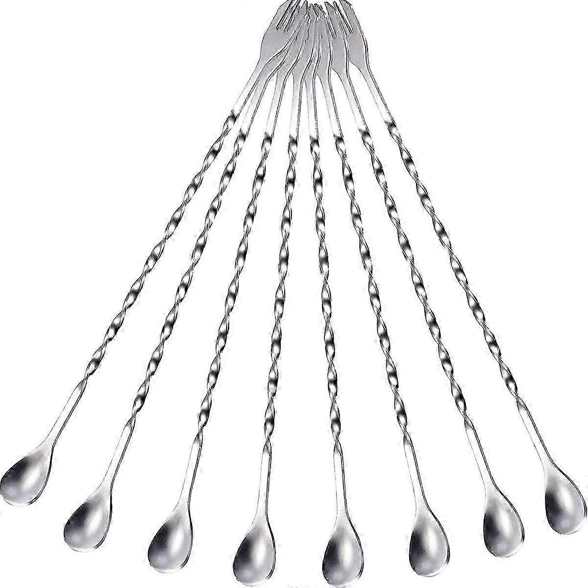 Long-Handled Stainless Steel Spiral Mixing Spoon - Double-Ended Cocktail Bar Tool for Perfect Stirring & Mixing