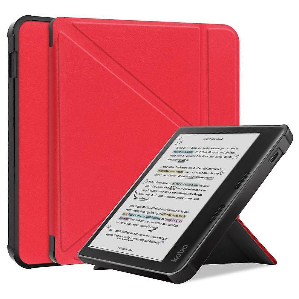 Case For Kobo Libra Colour 2024 And Libra 2 2021 Smart PU Leather Protective Case Cover Red