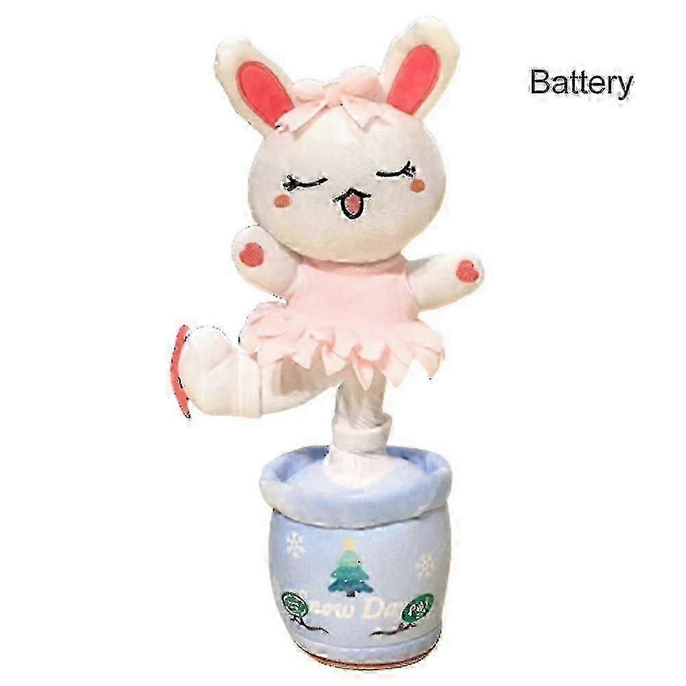 Electric Dancing Sunflower Stuffed Plush Doll Singing Twisting Rabbit Plush Toy - HZ