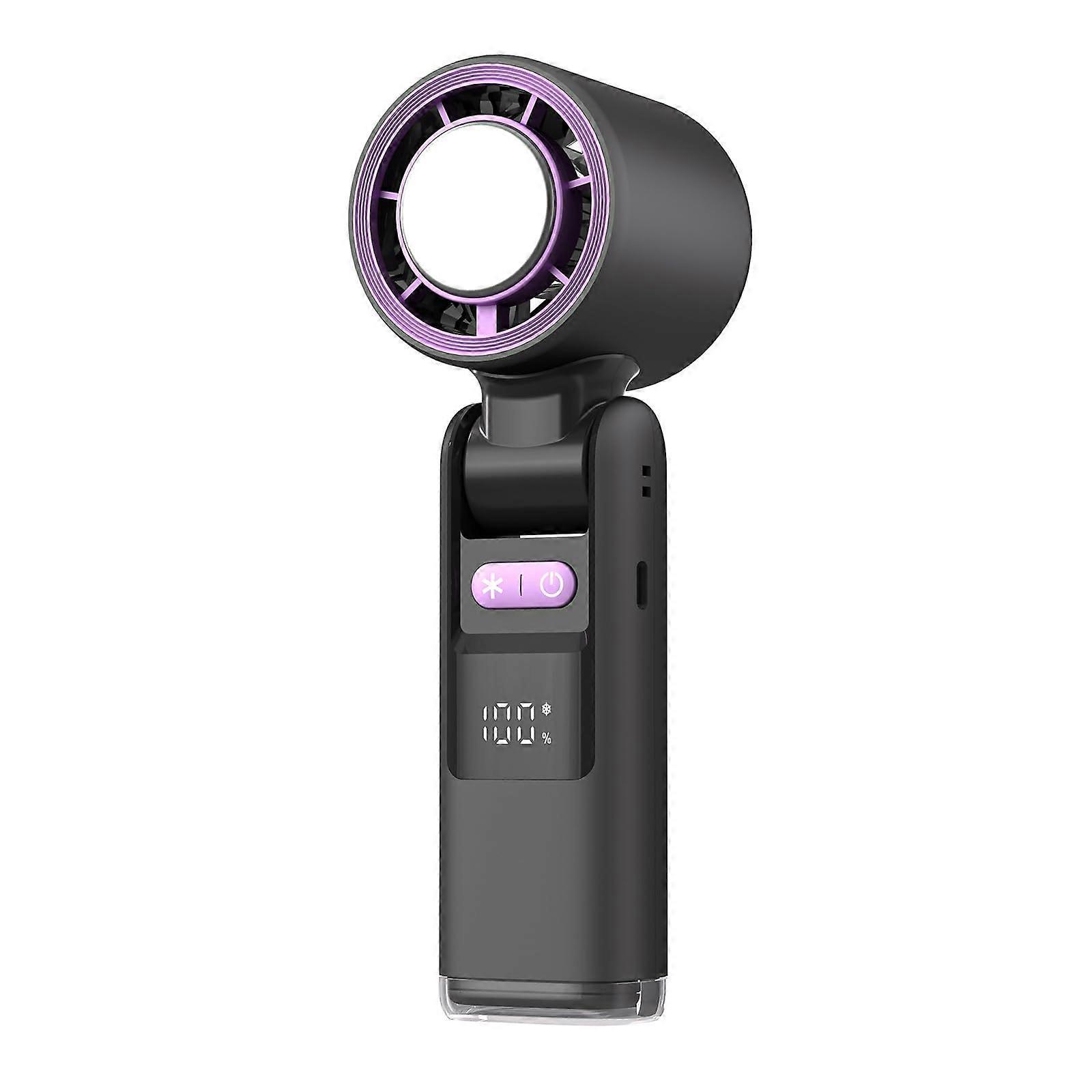 Portable Handheld High Speed Cooling Fan 100 Adjustable Speeds Rechargeable Folding Design Ergonomic Handle Starry Sky Gray