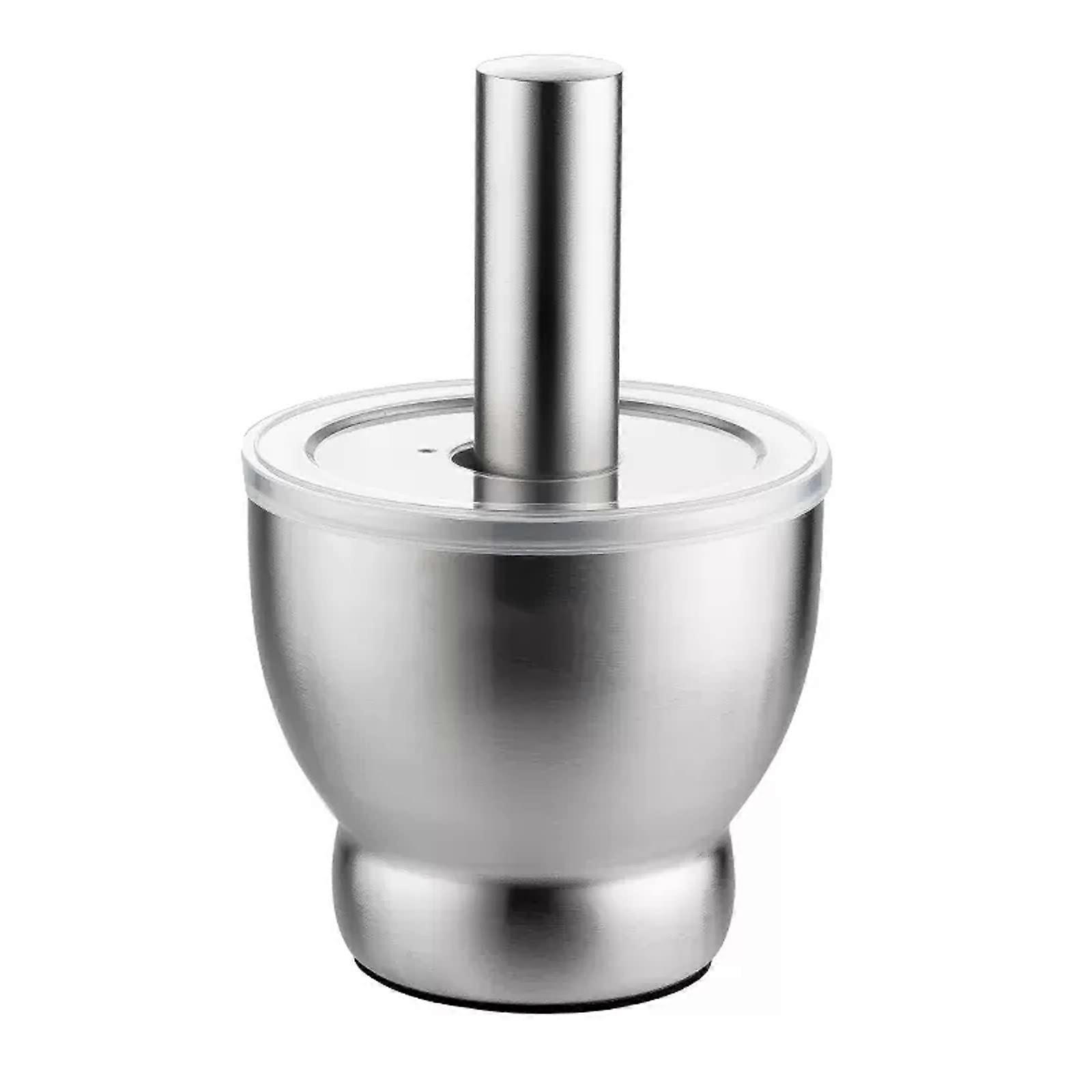 Mortar and Pestle Set 18/8 Stainless Steel Spice Grinder, Garlic Masher (Large)