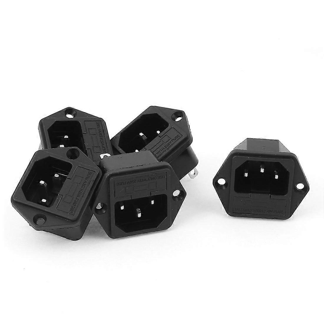 AC 250V 10A Fuse Holder IEC320 C14 Inlet Power Socket Connector - Pack of 5 for Electrical Equipment