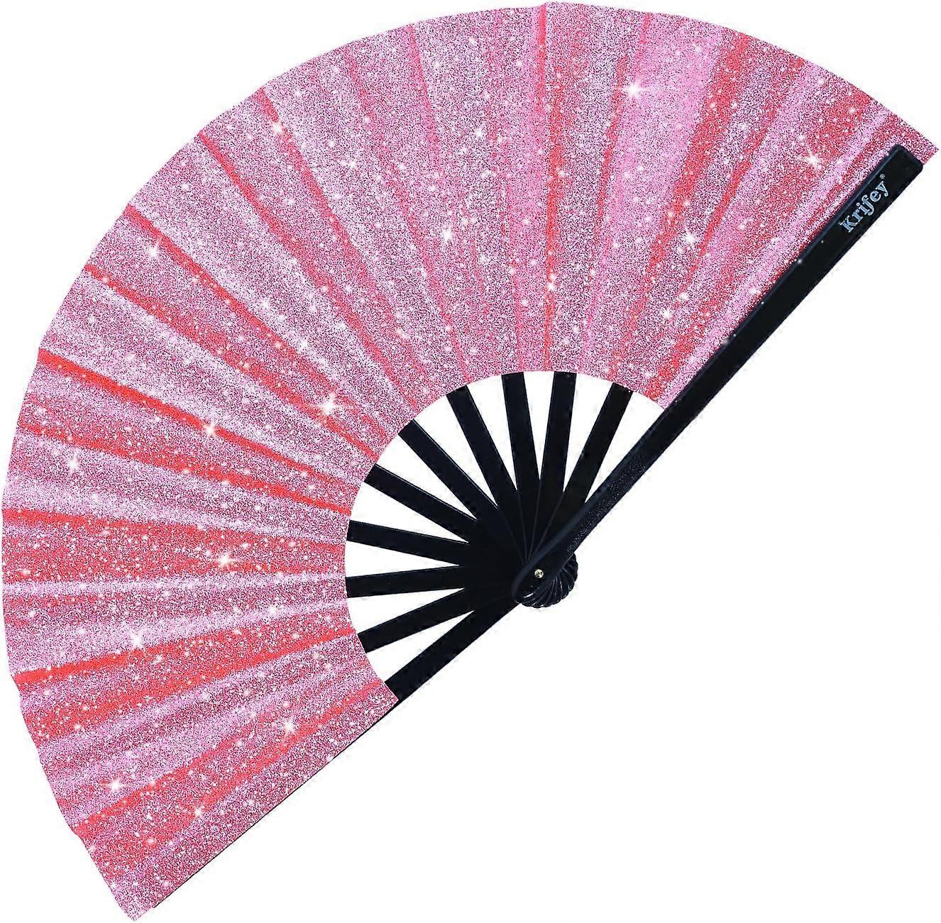 Large Folding Hand Fan - A bold snap fan for line dancing, raves, EDM festivals and drag shows - A statement accessory for ladies, badasses and party