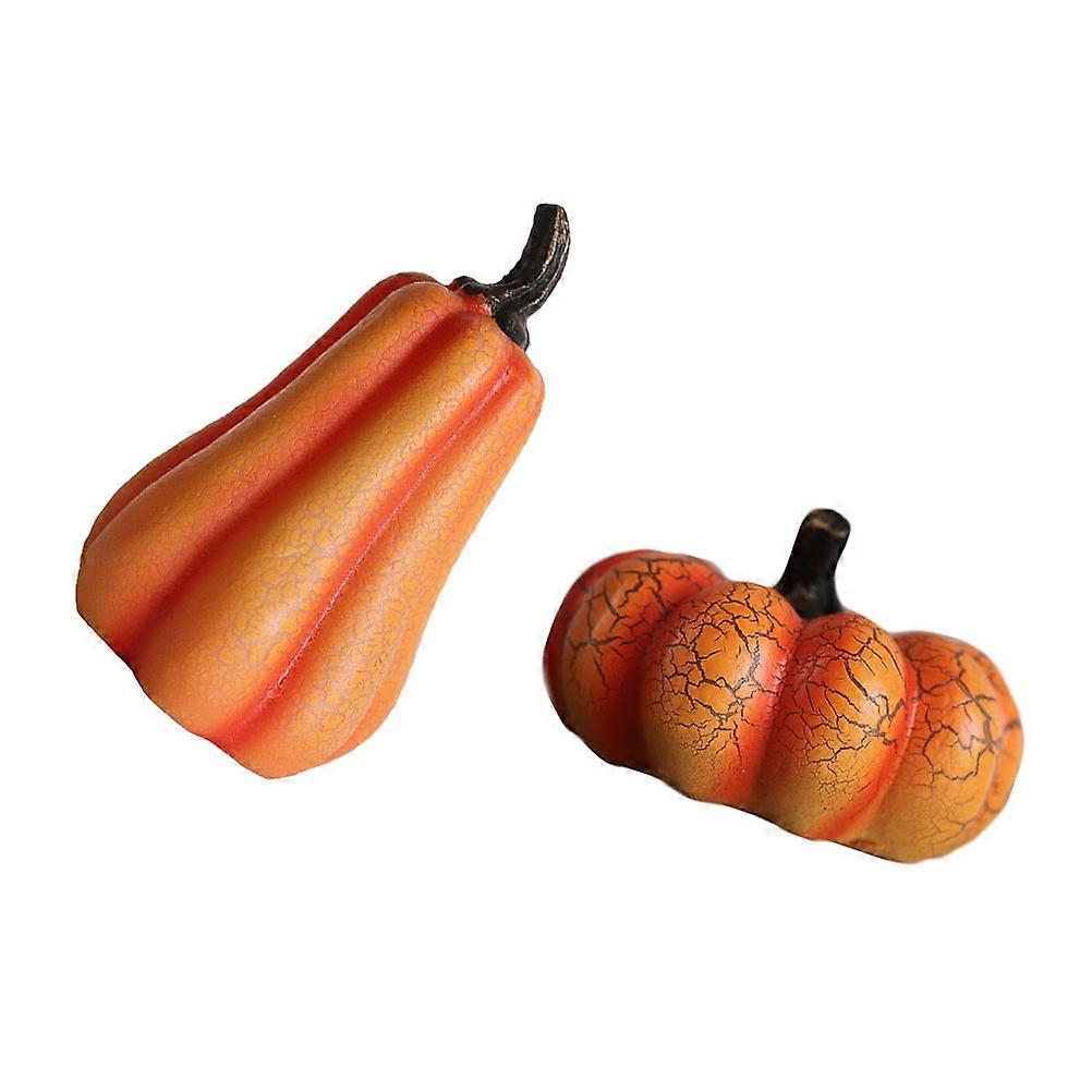 Pumpkin Figurine Light Pumpkin Shape Decorative Item Orange Resin Decorating 2Pcs