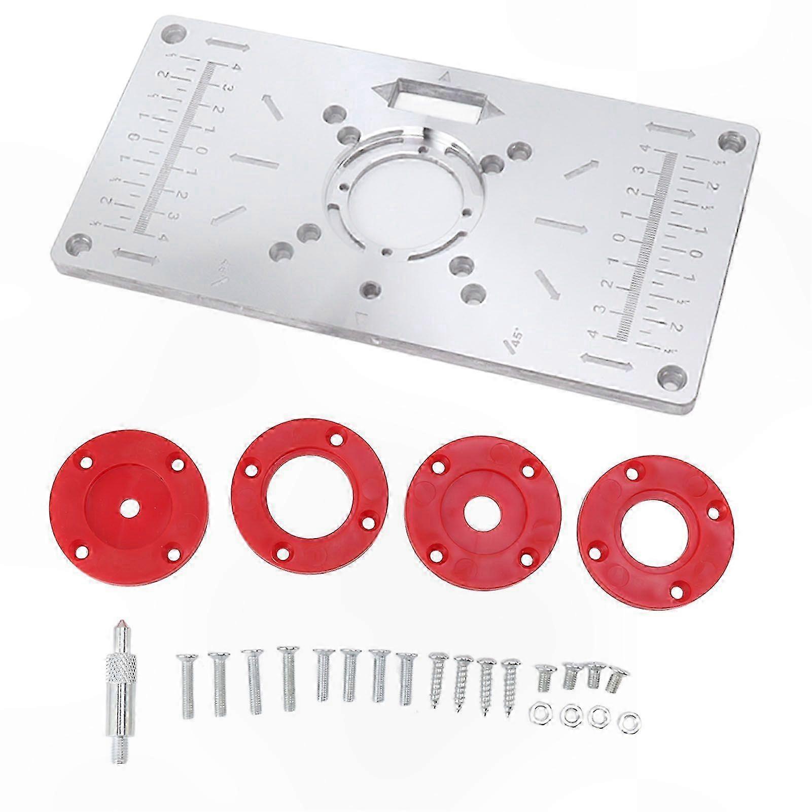 Aluminum Router Table Insert Plate with 4 Rings for Woodworking Tasks