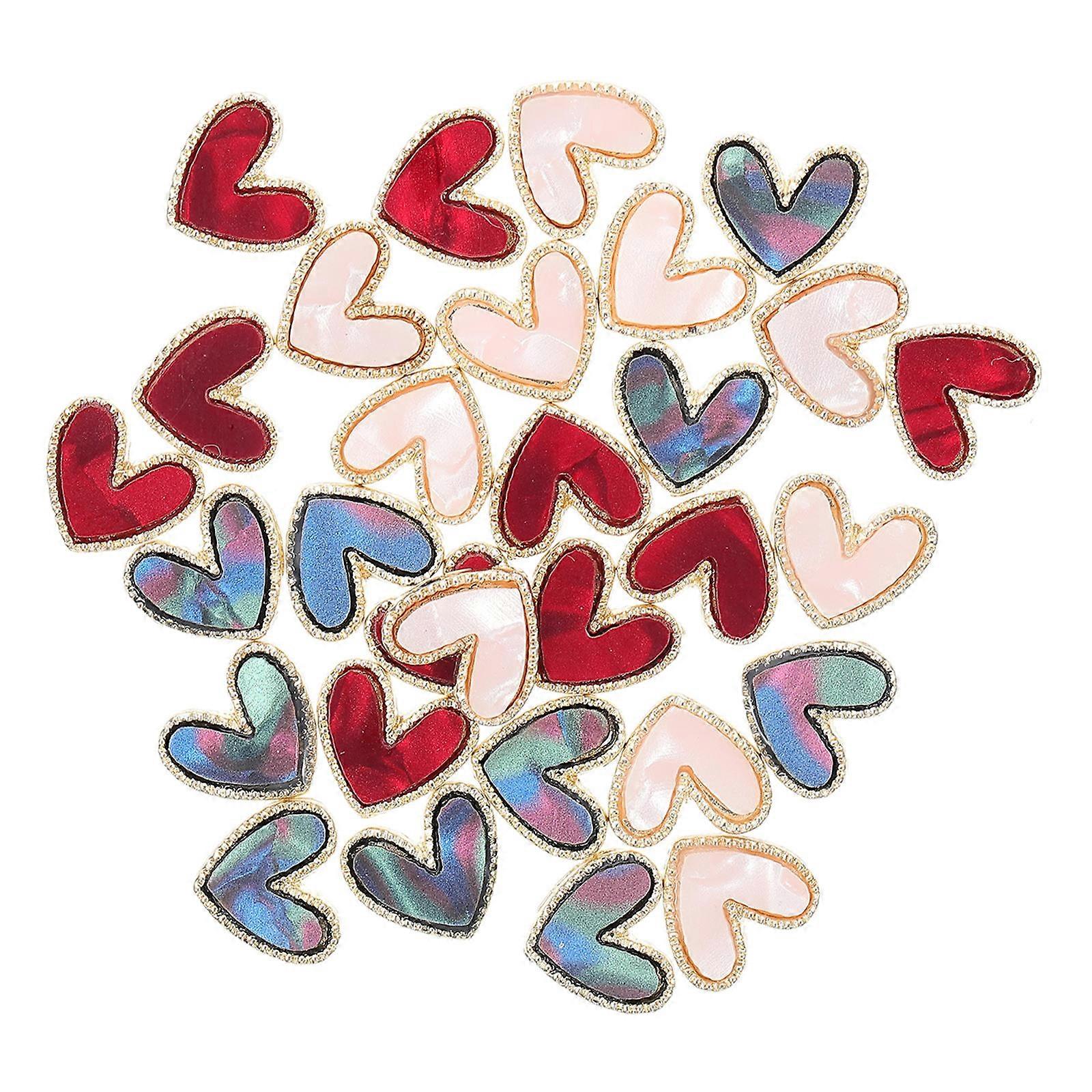 Heart Shape Nail Decors for Manicure DIY Alloy Assorted Color Creative and Novel 30 Pieces