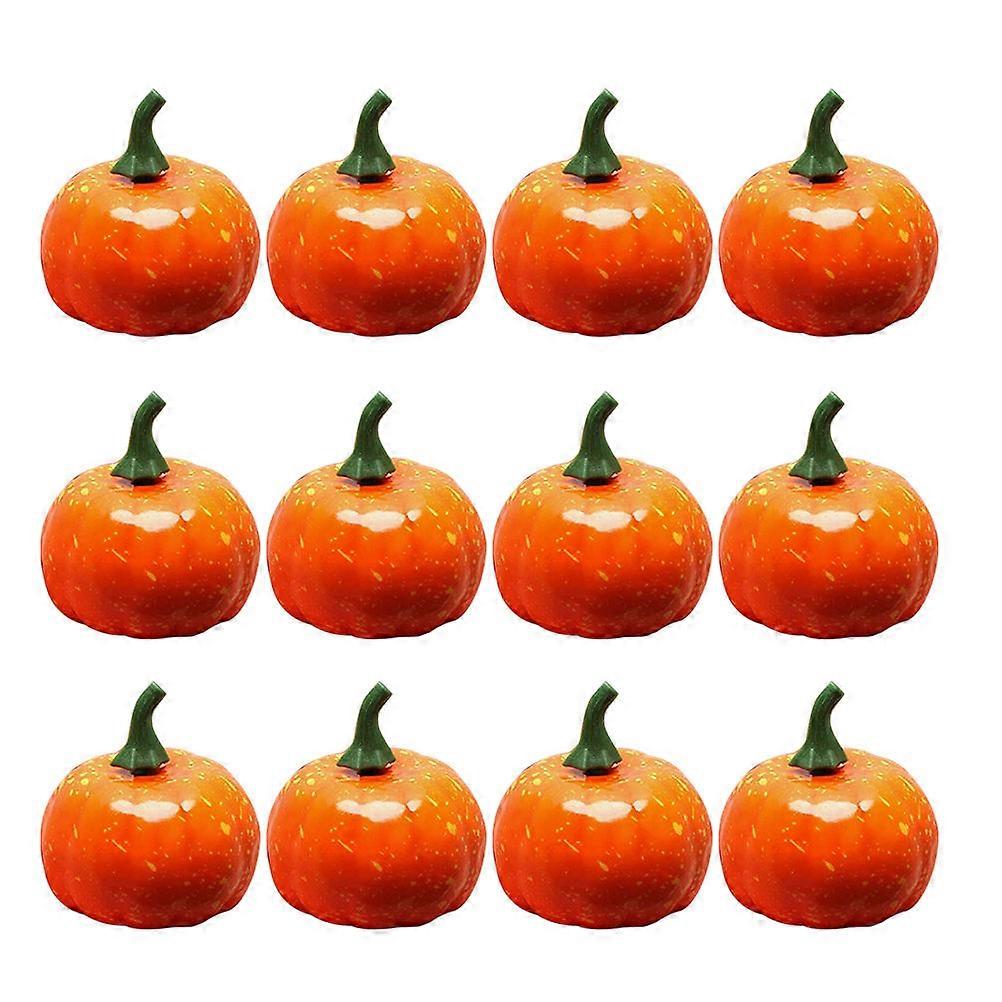 Yellow Simulation Pumpkins for Halloween Decor Made of LDPE 12pcs Ideal for Indoor and Outdoor Use