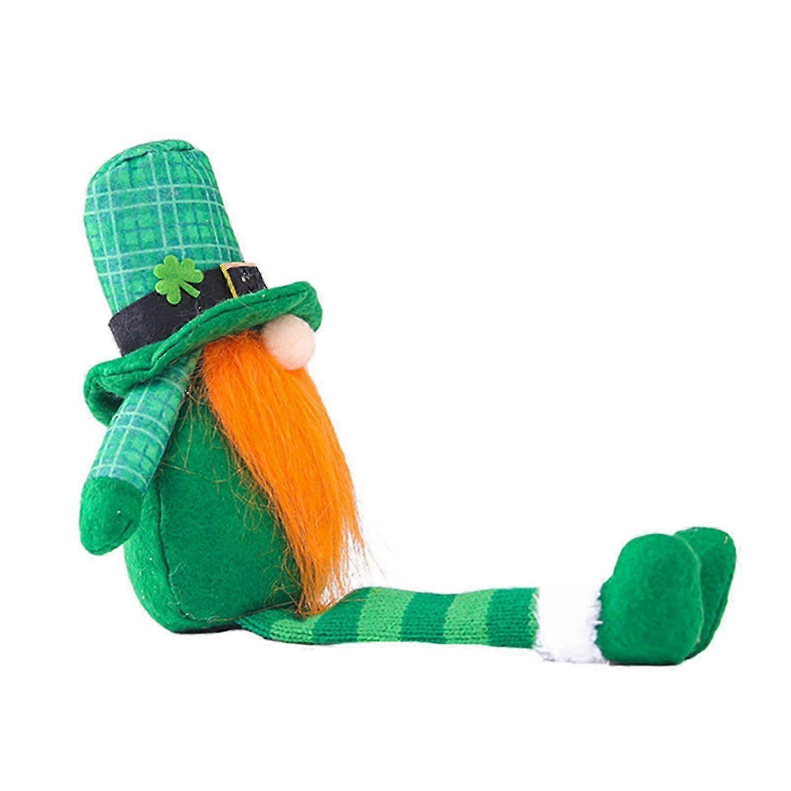 Green Hat Plush Gnome Handmade Faceless Irish Long Leg Elderly Doll...