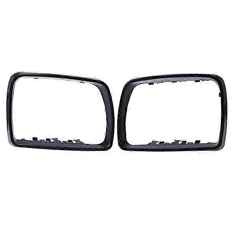 1Pair Car Black Rearview Mirror Cover Shell Side Mirror Frame Replacement for-BMW E53 X5 2000-2006