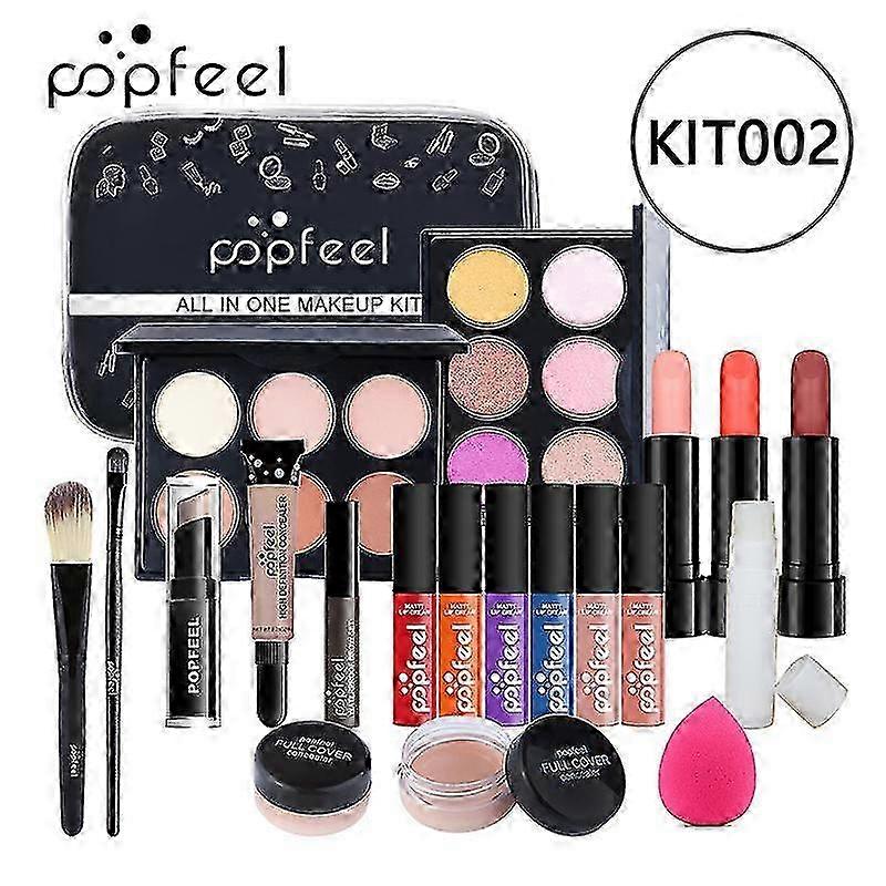 Enhanced All-in-One Makeup Kit: Includes Eye Shadow, Lipstick, Blush & Concealer for a Stunning Look