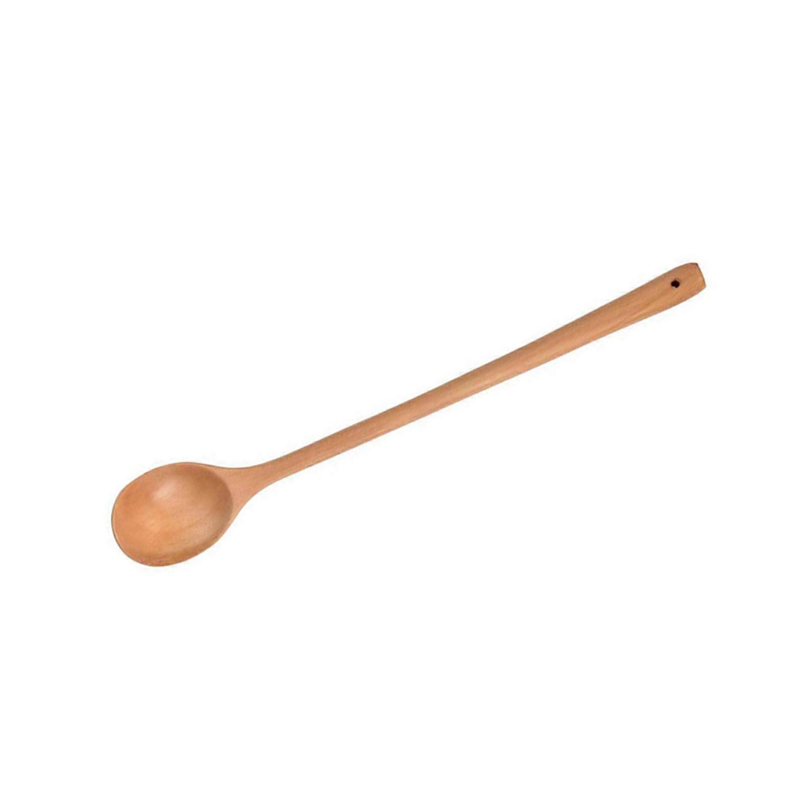 Heat Resistant Wooden Spoon With Extended Handle For Deep Pot Stirring Mixing And Seasoning Ergonomic Designs  B