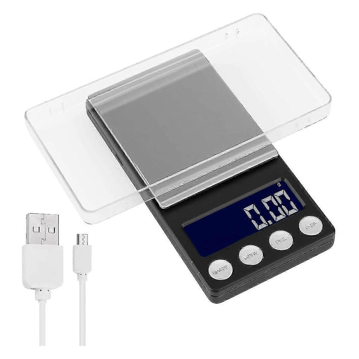 Digital kitchen scale, 500g/0.01g accuracy, USB charging, multi-unit measurement