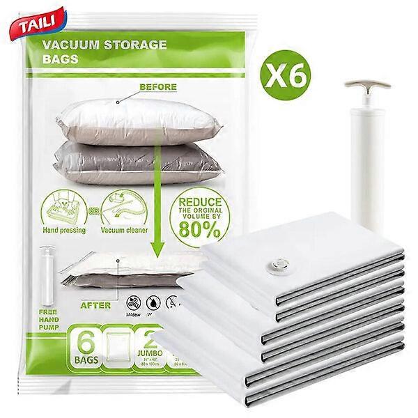 Clothes vacuum bags, 6-piece set, with various sizes