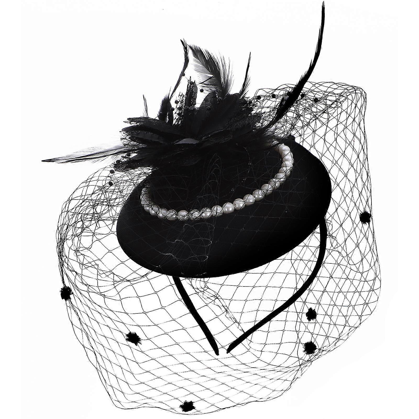 It sounds like you're describing or looking to create a product listing or description for an **elegant black fascinator headband**. Here's a