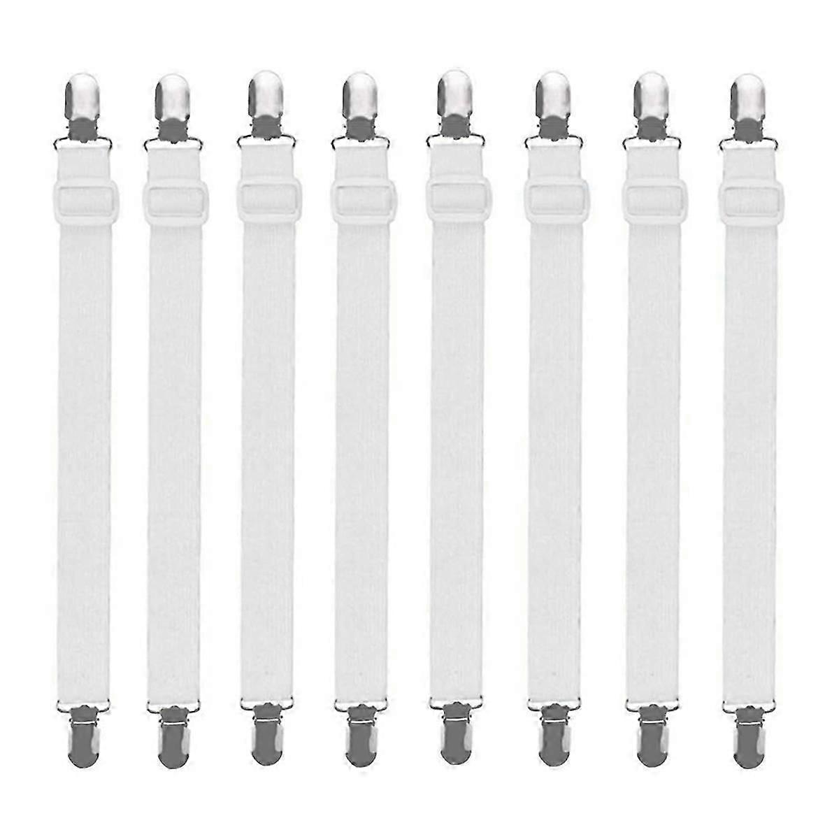 8 Pcs Elastic Bed Sheet Clips, Adjustable Straps