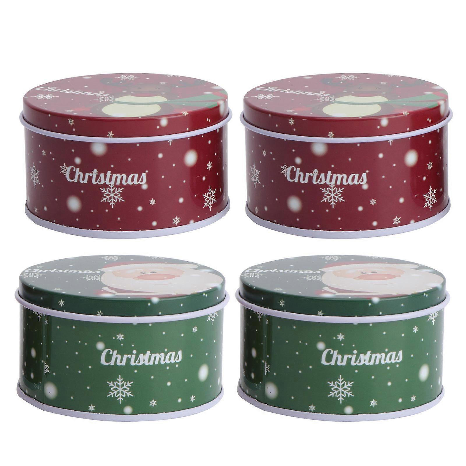 Iron Sweets Boxes 4Pcs Cartoon Christmas Candy Storage Boxes for Storage