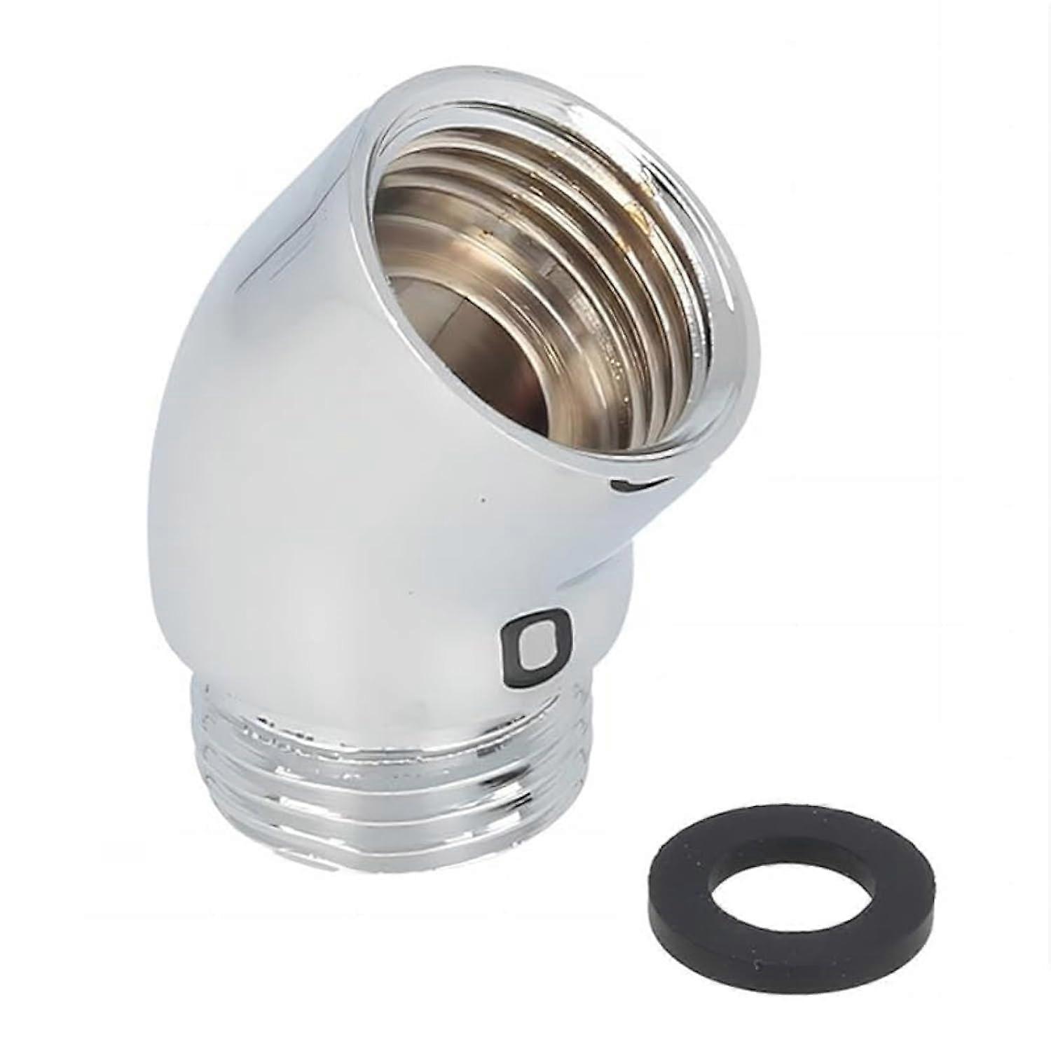 Shower Head Adapter Solid Brass 135 Degree Non-Rotating Elbow, G1/2-Inch Chrome Shower Extension Arm Connector