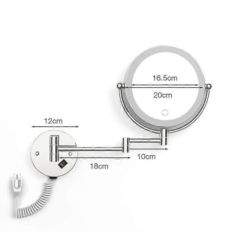 Wall Mounted LED Makeup Mirror With Plug 5X Mirror Double Sided Wall Mirrors|Makeup Mirrors(Silver)