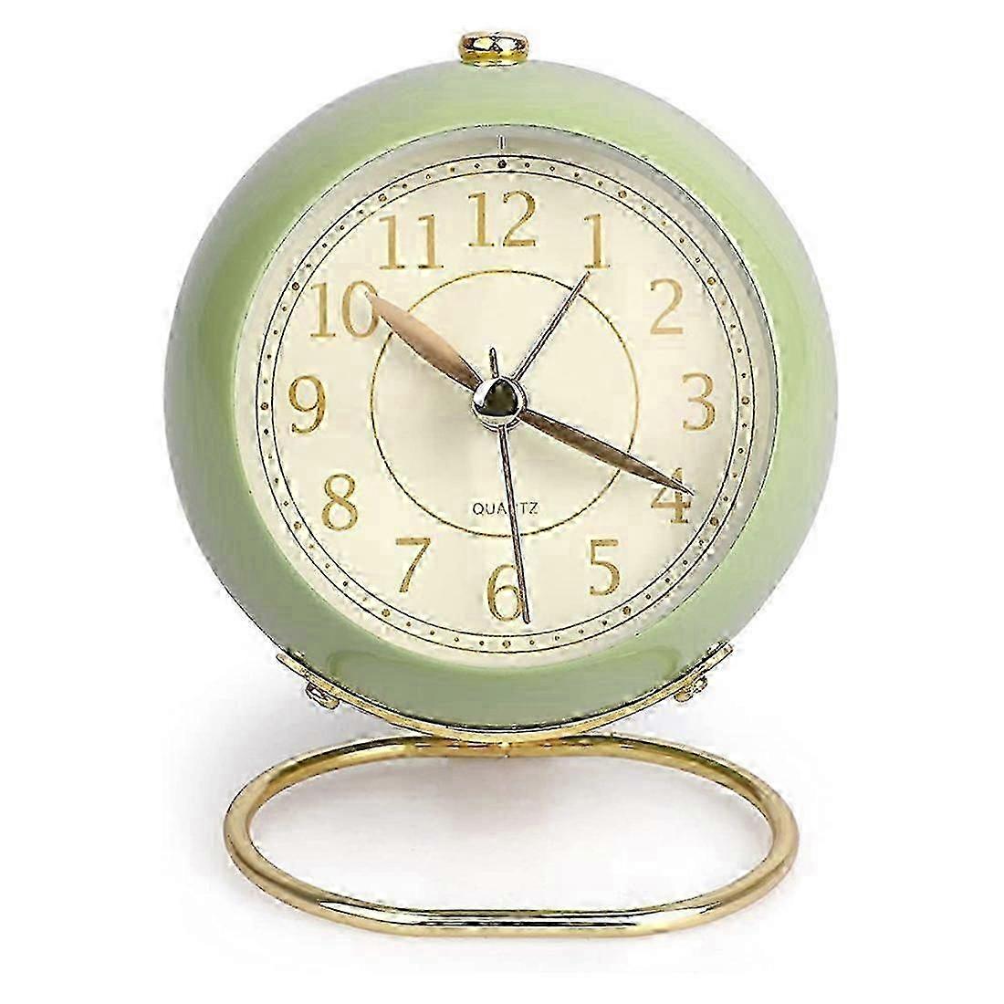 Silent Alarm Clock Bedside Small Table Clock Non Ticking Analogue Retro Alarm Clock with Light Butt
