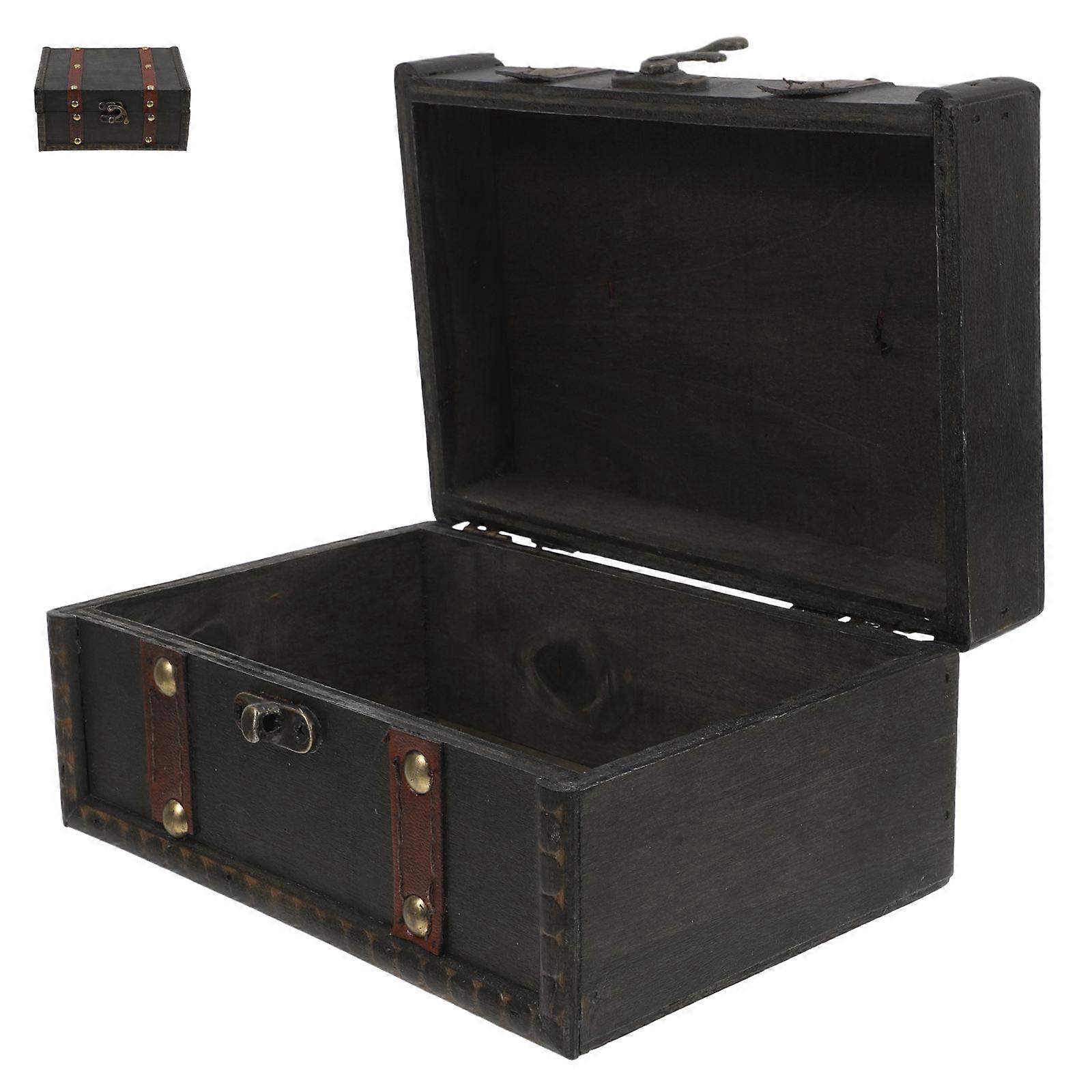 Vintage Small Wooden Treasure Chest for Storage 5Pcs Rectangular Boxes