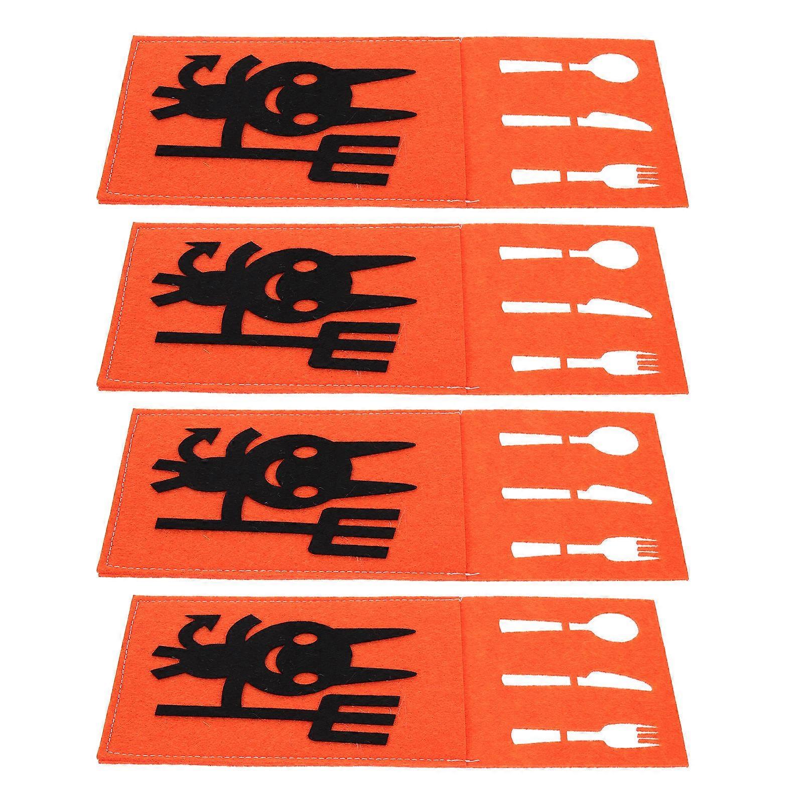 Orange Fork Bag for Storage Use in 4Pcs Halloween Set